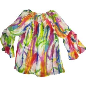 Soft Surroundings Medium Bright Colors Elastic Neckline Flowing Lightweight‎